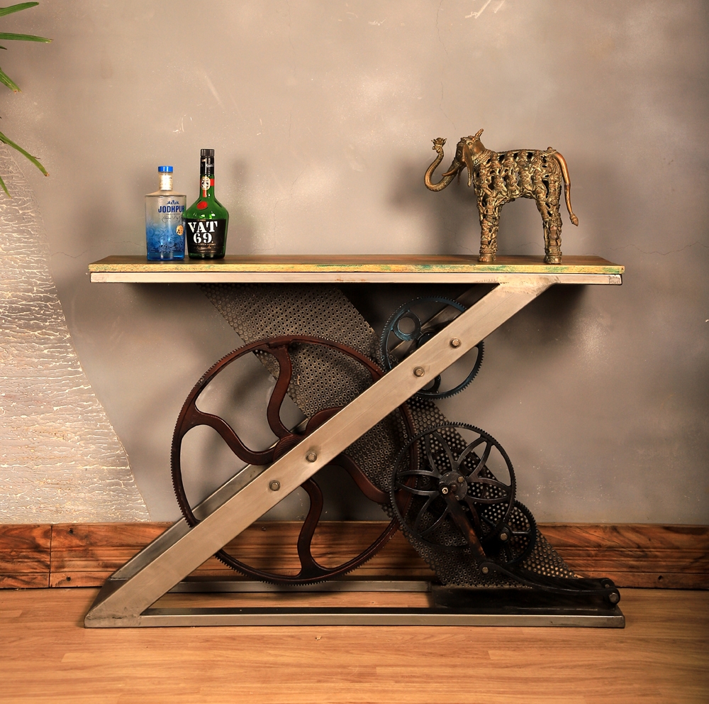 Industrial Gear Console Table