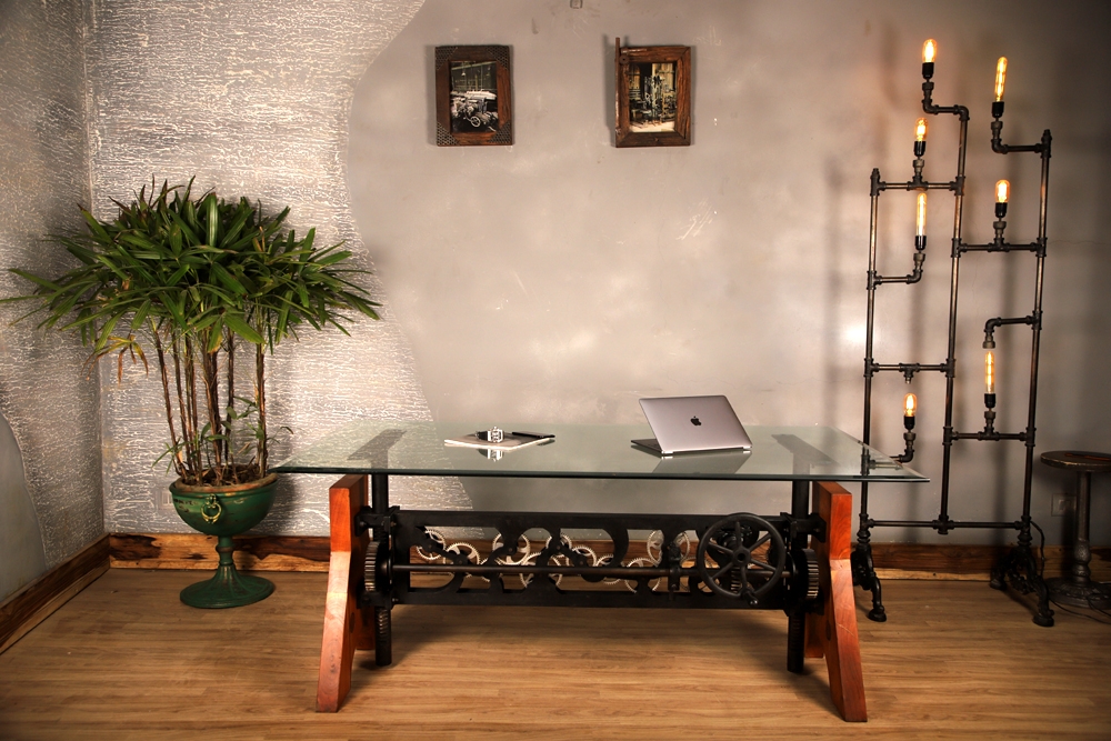 Industrial Gear Glass Coffee Table