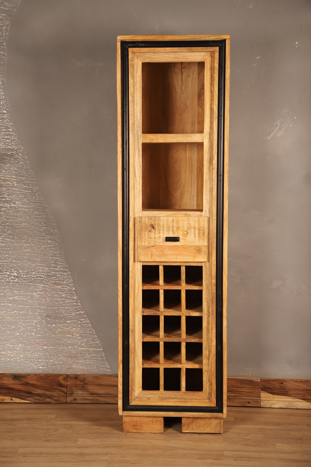 Industrial Wooden Wine Rack Cabinet