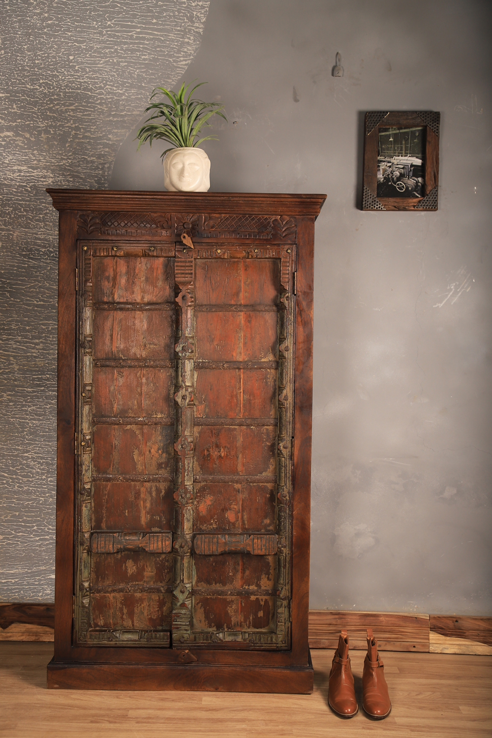 Rustic Wooden Industrial Almirah