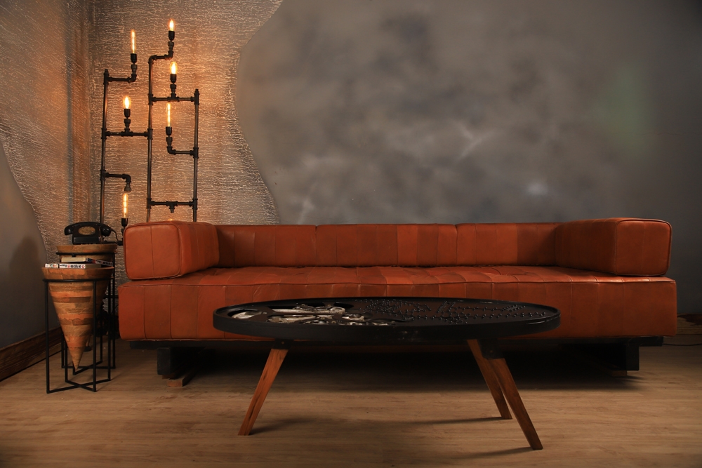 Modern Vintage Leather Sofa
