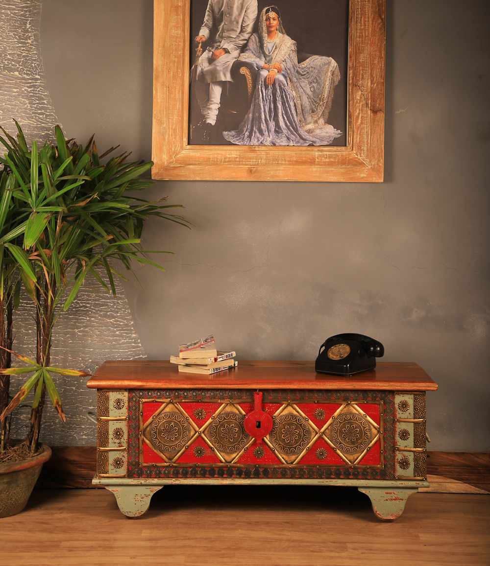 Traditional Handcrafted Wooden Storage Trunk