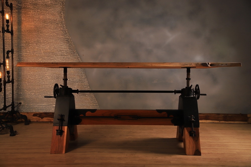 Industrial Live Edge Adjustable Console Table