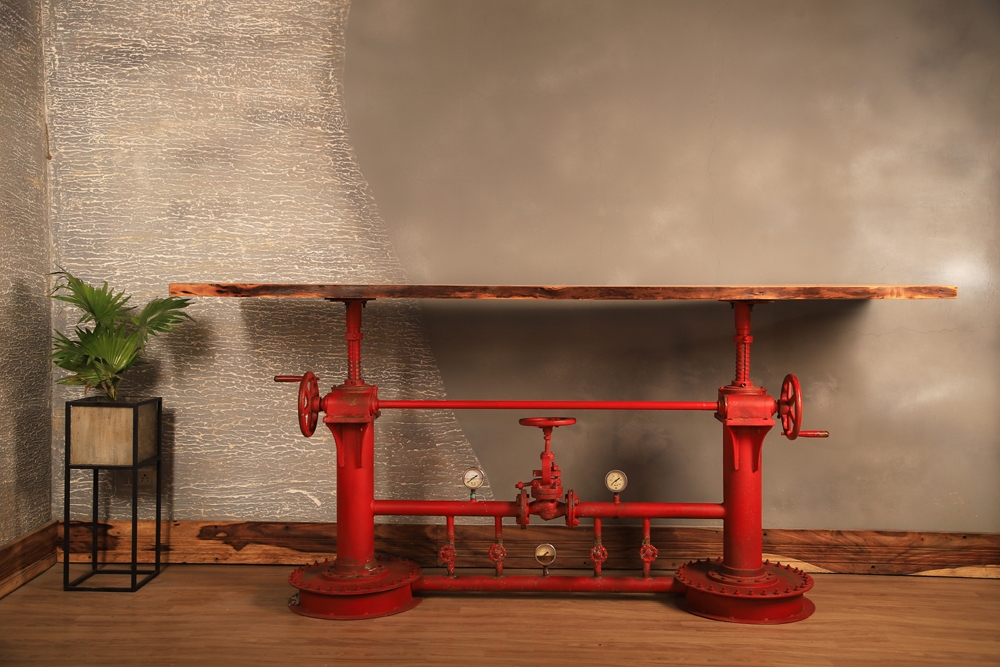 Industrial Live Edge Pipe Base Dining Table