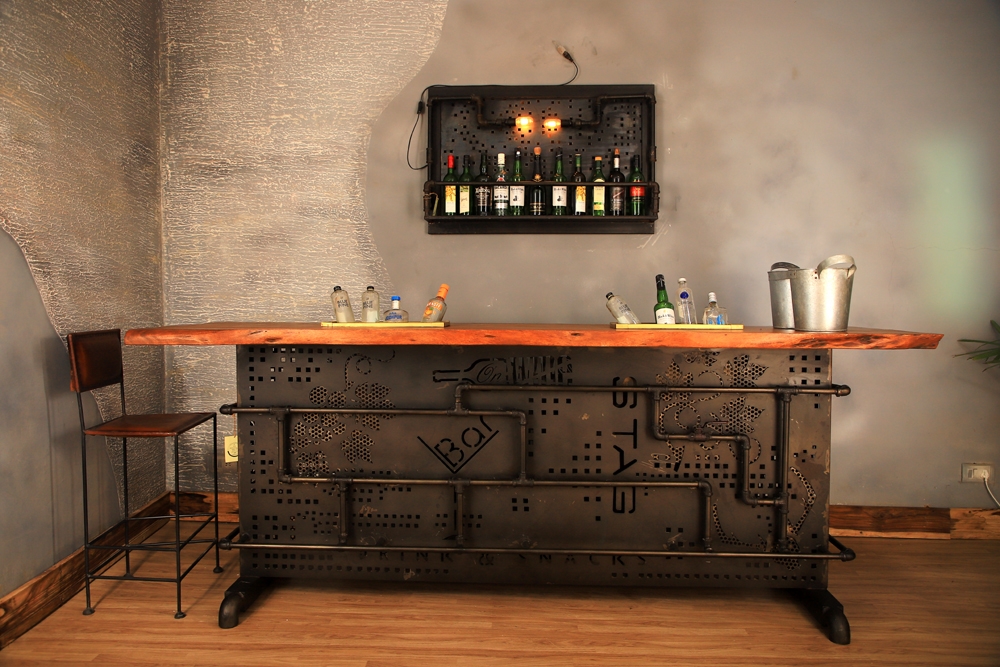 Industrial Live Edge Bar Counter