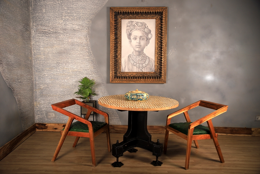 Modern Chevron Inlay Round Table