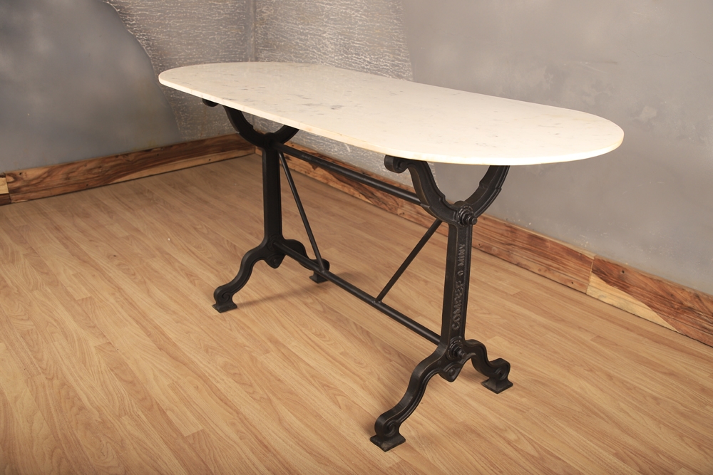 Modern Industrial Oval Marble Table