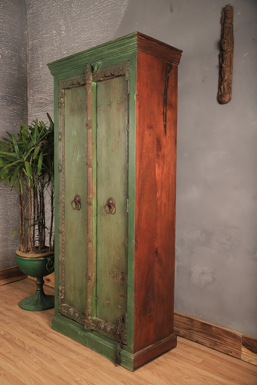 Vintage Green Wooden Almirah