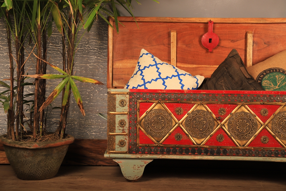 Traditional Handcrafted Wooden Storage Trunk