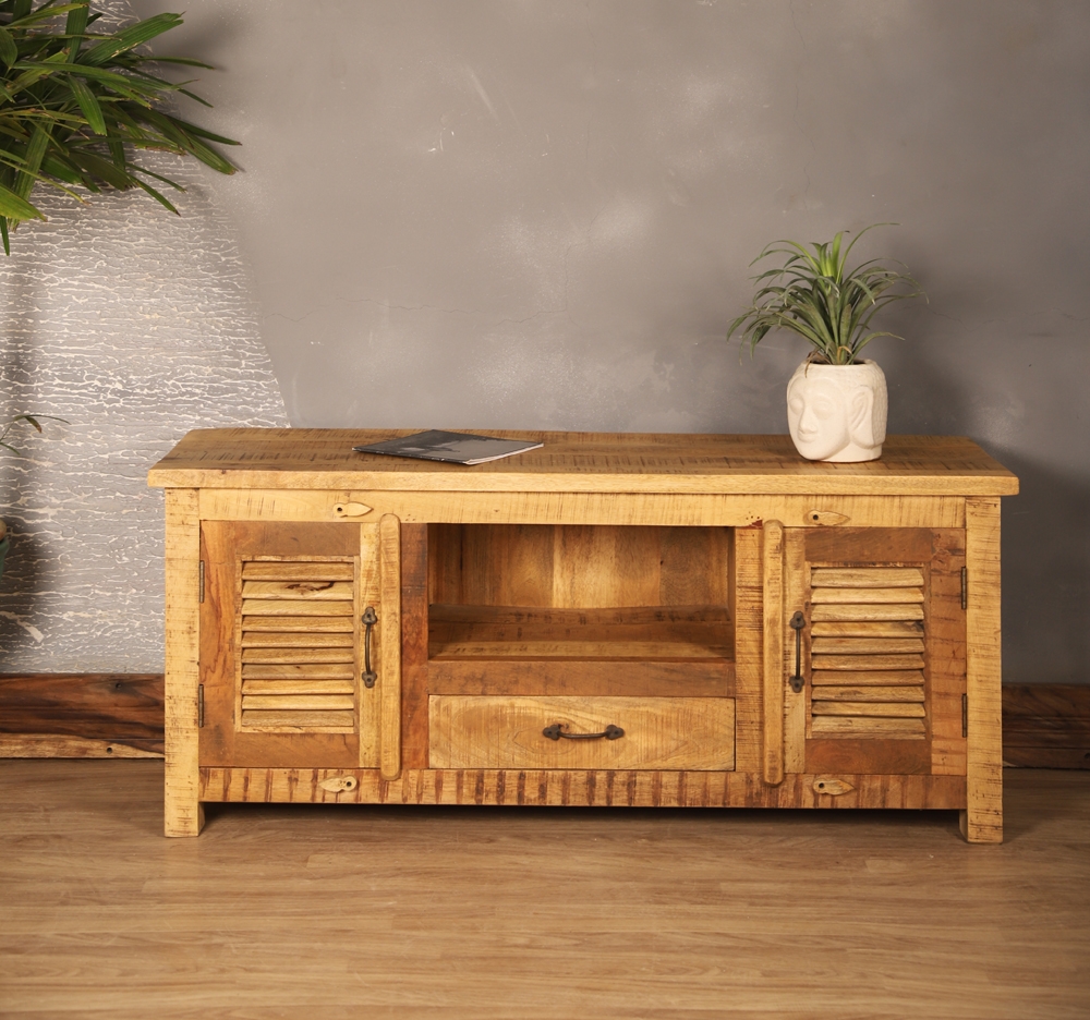 Rustic Wooden TV Console Cabinet