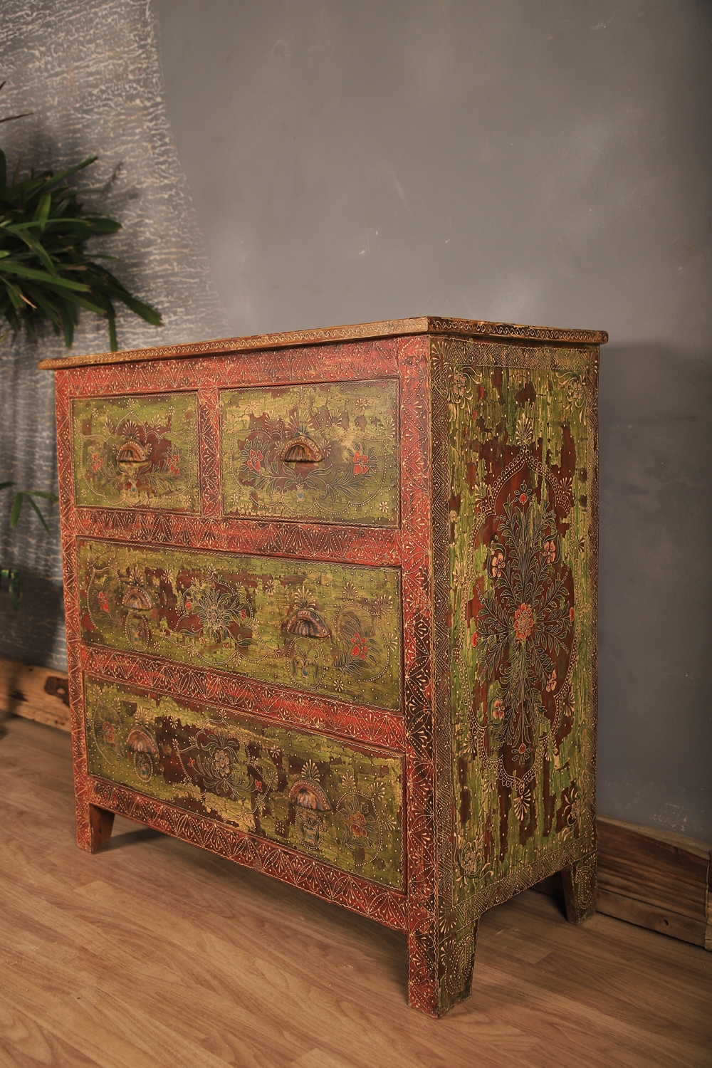 Vintage Hand Painted Wooden Chest of Drawers