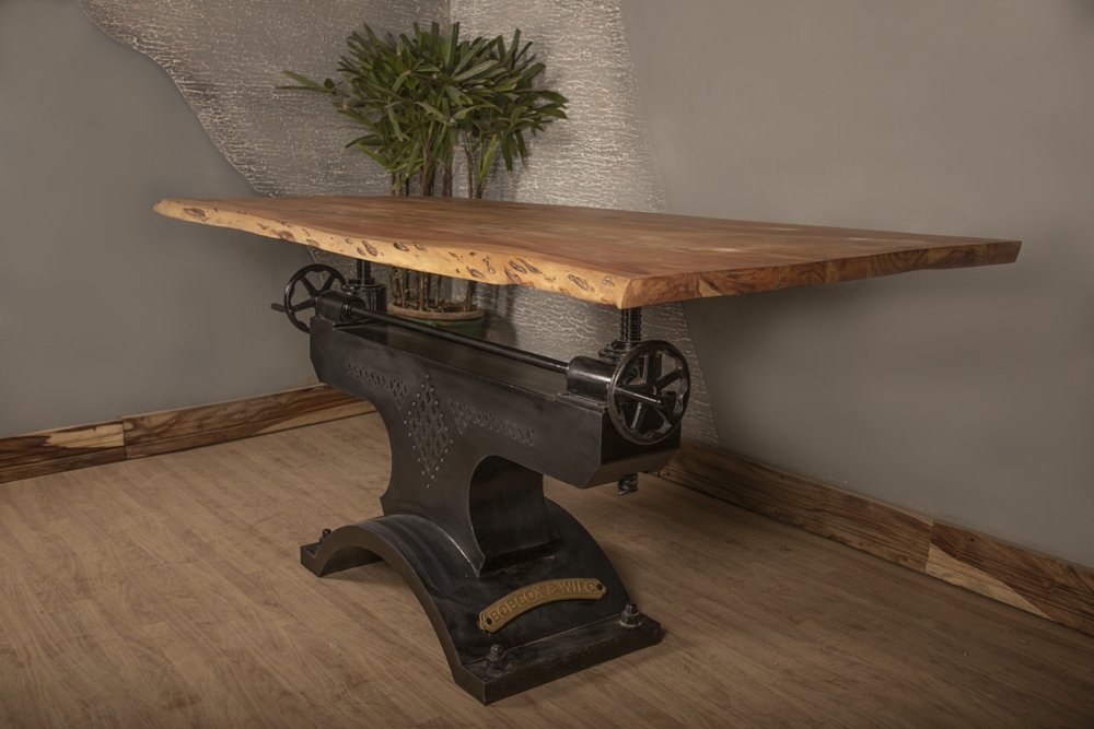 Industrial Live Edge Adjustable Dining Table