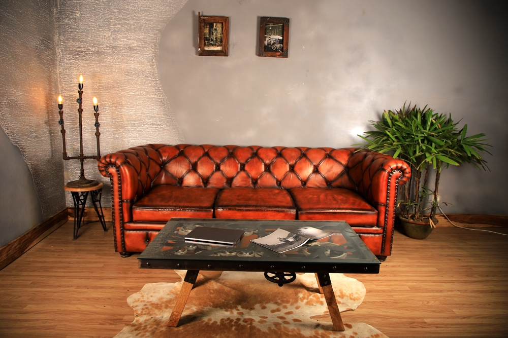 Industrial Gear Glass Coffee Table