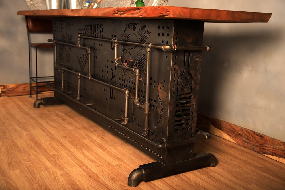 Industrial Live Edge Bar Counter