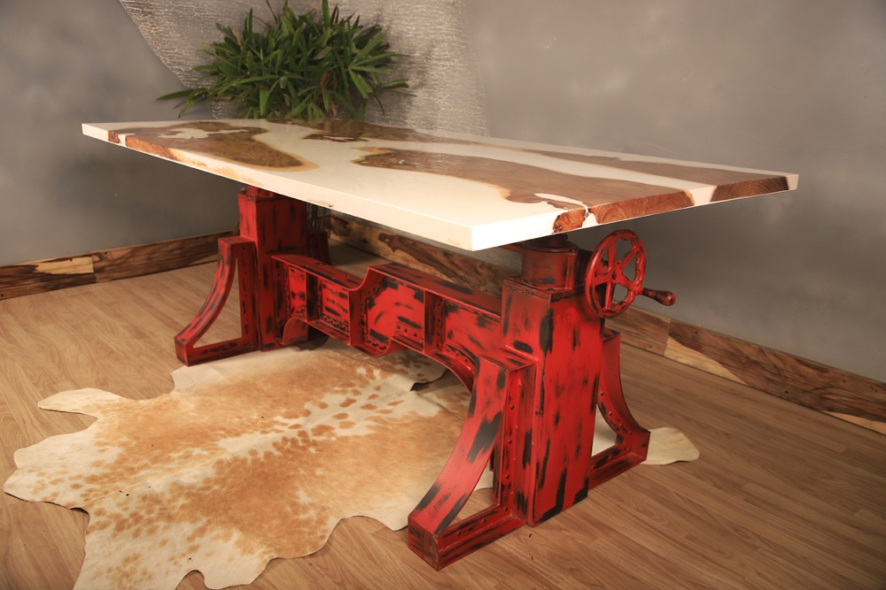 Luxury Epoxy Resin Dining Table with Industrial Base